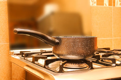Boiling pot of water on a stove