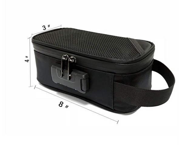 Odor Proof Zipper Bag with Lock - 8" x 4" x 3" - Black